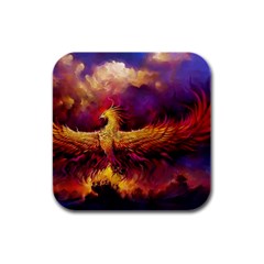 Phoenix Bird Rubber Square Coaster (4 Pack) by uniart180623