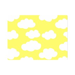 Cute Yellow White Clouds Premium Plush Fleece Blanket (mini) by ConteMonfrey