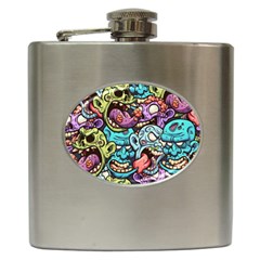 Zombie Heads Pattern Hip Flask (6 Oz) by Simbadda