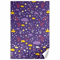 Pattern Cute Clouds Stars Canvas 24  X 36  by Simbadda