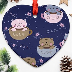 Cute Kittens Sleep Sweetly Mugs Ornament (heart) by Simbadda