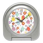 Easter Seamless Pattern With Cute Eggs Flowers Travel Alarm Clock Front