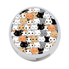 Cute Cat Kitten Cartoon Doodle Seamless Pattern 4-port Usb Hub (one Side) by Simbadda