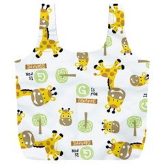 Vector Pattern With Cute Giraffe Cartoon Full Print Recycle Bag (xxl) by Simbadda