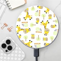 Vector Pattern With Cute Giraffe Cartoon Wireless Fast Charger(white) by Simbadda