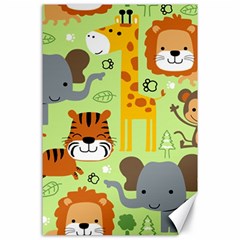 Seamless Pattern Vector With Animals Wildlife Cartoon Canvas 24  X 36  by Simbadda
