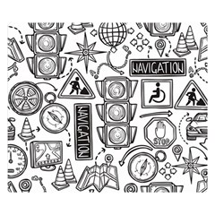 Navigation-seamless-pattern Premium Plush Fleece Blanket (small) by Simbadda