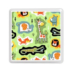 Seamless-pattern-with-wildlife-animals-cartoon Memory Card Reader (square) by Simbadda