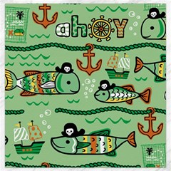 Seamless Pattern Fishes Pirates Cartoon Canvas 12  X 12  by Simbadda