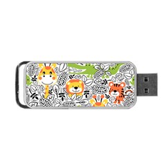 Seamless Pattern With Wildlife Cartoon Portable Usb Flash (one Side) by Simbadda