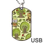 Seamless Pattern With Trees Owls Dog Tag USB Flash (Two Sides) Back