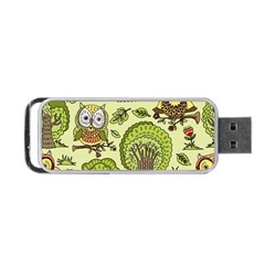 Seamless Pattern With Trees Owls Portable Usb Flash (two Sides) by Simbadda