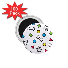 Dog Paw Seamless Pattern Foot Print Bone 1 75  Magnets (100 Pack)  by Simbadda