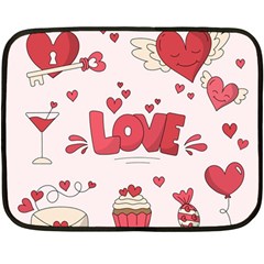 Hand Drawn Valentines Day Element Collection Two Sides Fleece Blanket (mini) by Simbadda