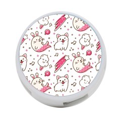 Cute-animals-seamless-pattern-kawaii-doodle-style 4-port Usb Hub (one Side) by Simbadda