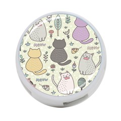 Funny Cartoon Cat Seamless Pattern 4-port Usb Hub (two Sides) by Simbadda