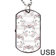 Cat-with-bow-pattern Dog Tag Usb Flash (two Sides) by Simbadda