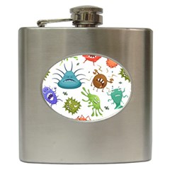 Dangerous-streptococcus-lactobacillus-staphylococcus-others-microbes-cartoon-style-vector-seamless-p Hip Flask (6 Oz) by Simbadda