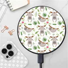 Seamless-pattern-with-cute-sloths Wireless Fast Charger(black) by Simbadda