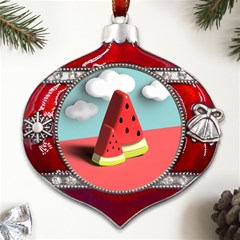 Strawberries Fruit Metal Snowflake And Bell Red Ornament by Grandong