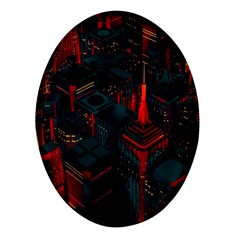 A Dark City Vector Oval Glass Fridge Magnet (4 Pack) by Proyonanggan