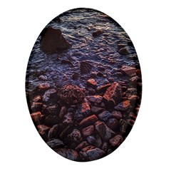 Twilight Treasures: Rocky Beachscape  Oval Glass Fridge Magnet (4 Pack) by dflcprintsclothing
