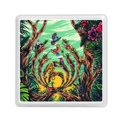 Monkey Tiger Bird Parrot Forest Jungle Style Memory Card Reader (square) by Grandong
