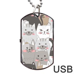 Cute Cats Seamless Pattern Dog Tag Usb Flash (one Side) by Bangk1t