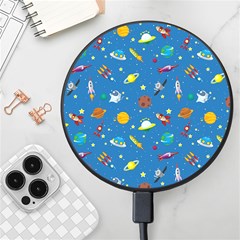 Space Rocket Solar System Pattern Wireless Fast Charger(black) by Bangk1t