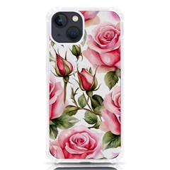 Flower Rose Pink Iphone 13 Tpu Uv Print Case by Ravend