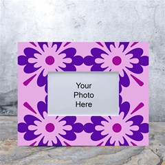 Pink And Purple Flowers Pattern White Tabletop Photo Frame 4 x6  by shoopshirt