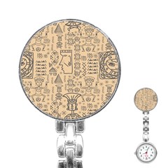 Aztec Tribal African Egyptian Style Seamless Pattern Vector Antique Ethnic Stainless Steel Nurses Watch by Bedest