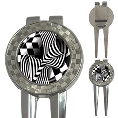 Op-art-black-white-drawing 3-in-1 Golf Divots by Bedest