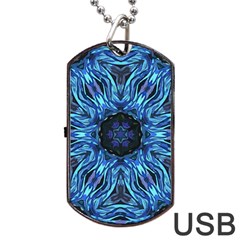 Background-blue-flower Dog Tag Usb Flash (two Sides) by Bedest