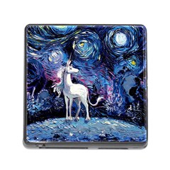 Unicorn Starry Night Print Van Gogh Memory Card Reader (square 5 Slot) by Sarkoni