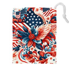 America Pattern Drawstring Pouch (4xl) by Valentinaart
