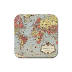 Vintage Old Antique World Map Rubber Square Coaster (4 Pack) by Bedest