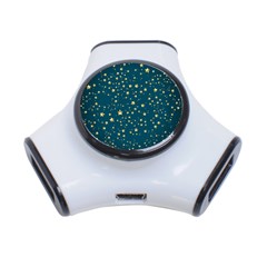 Star Golden Pattern Christmas Design White Gold 3-port Usb Hub by Ravend