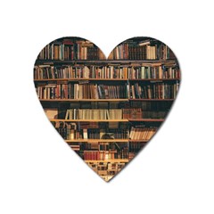 Books On Bookshelf Assorted Color Book Lot In Bookcase Library Heart Magnet by Ravend