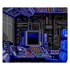 Blue Computer Monitor With Chair Game Digital Art Two Sides Premium Plush Fleece Blanket (small) by Bedest