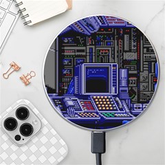Blue Computer Monitor With Chair Game Digital Art Wireless Fast Charger(white) by Bedest