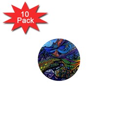Multicolored Abstract Painting Artwork Psychedelic Colorful 1  Mini Magnet (10 Pack)  by Bedest