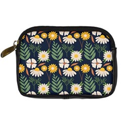 Flower Grey Pattern Floral Digital Camera Leather Case by Dutashop