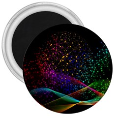 Particles Waves Line Multicoloured 3  Magnets by Proyonanggan