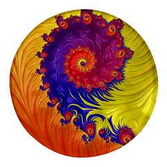 Fractal Spiral Bright Colors Round Glass Fridge Magnet (4 Pack) by Proyonanggan
