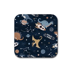 Space Theme Art Pattern Design Wallpaper Rubber Coaster (square) by Proyonanggan
