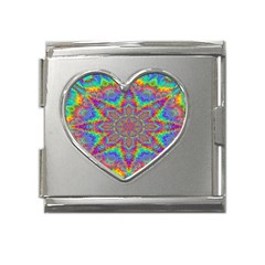 Mandala, Pattern, Abstraction, Colorful, Hd Phone Mega Link Heart Italian Charm (18mm) by nateshop
