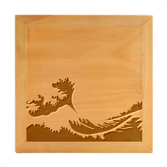 Minimalism Great Wave Off Kanagawa Wood Photo Frame Cube by Sarkoni