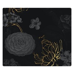 Dark And Gold Flower Patterned Premium Plush Fleece Blanket (small) by Grandong