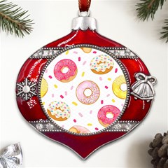 Vector Donut Seamless Pattern Metal Snowflake And Bell Red Ornament by Grandong